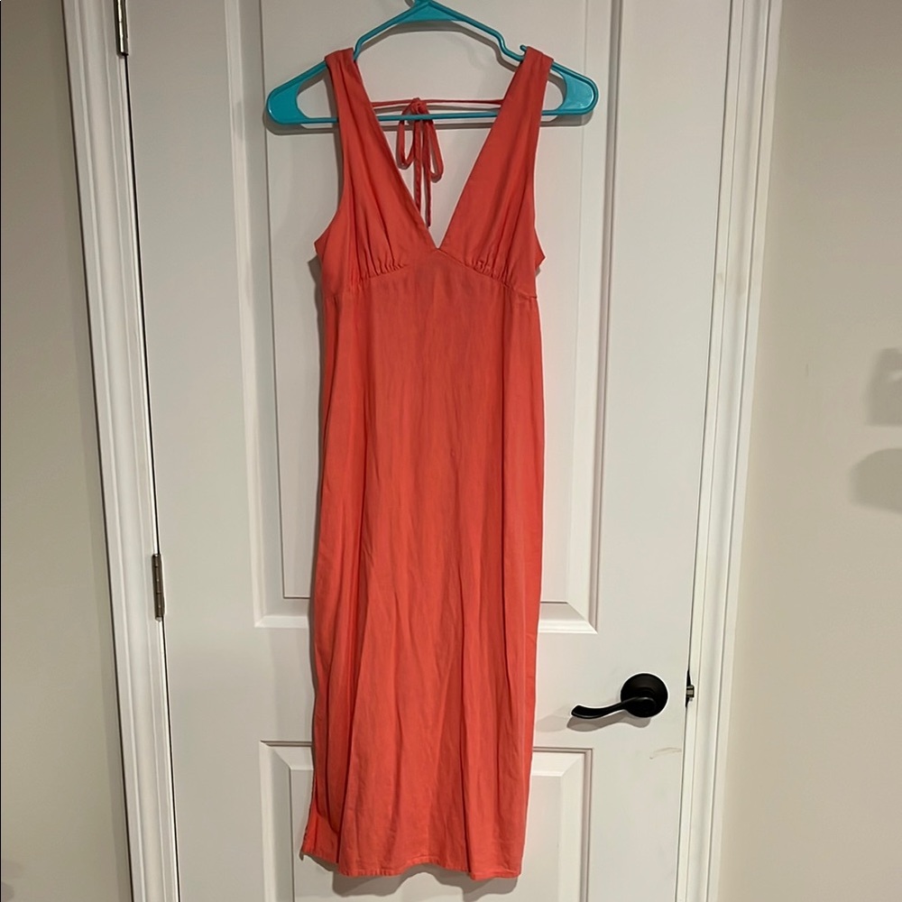 Coral Sleeveless Maxi Dress